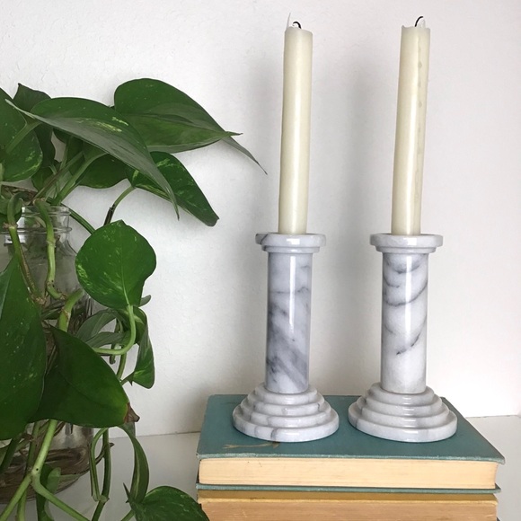 Vintage Marble Candlestick Holders